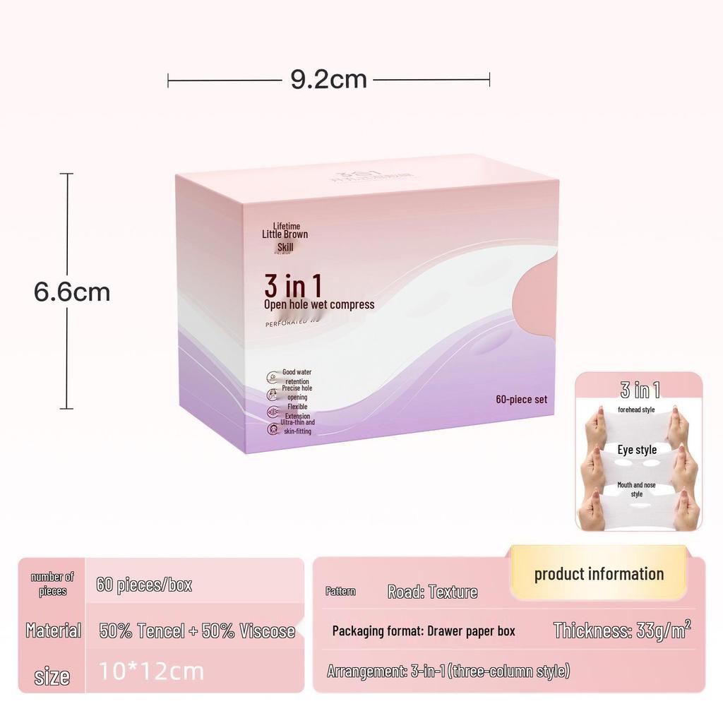 Stretchable Wet Compress Cotton Makeup Remover Pads and Face Mask - 3-in-1
