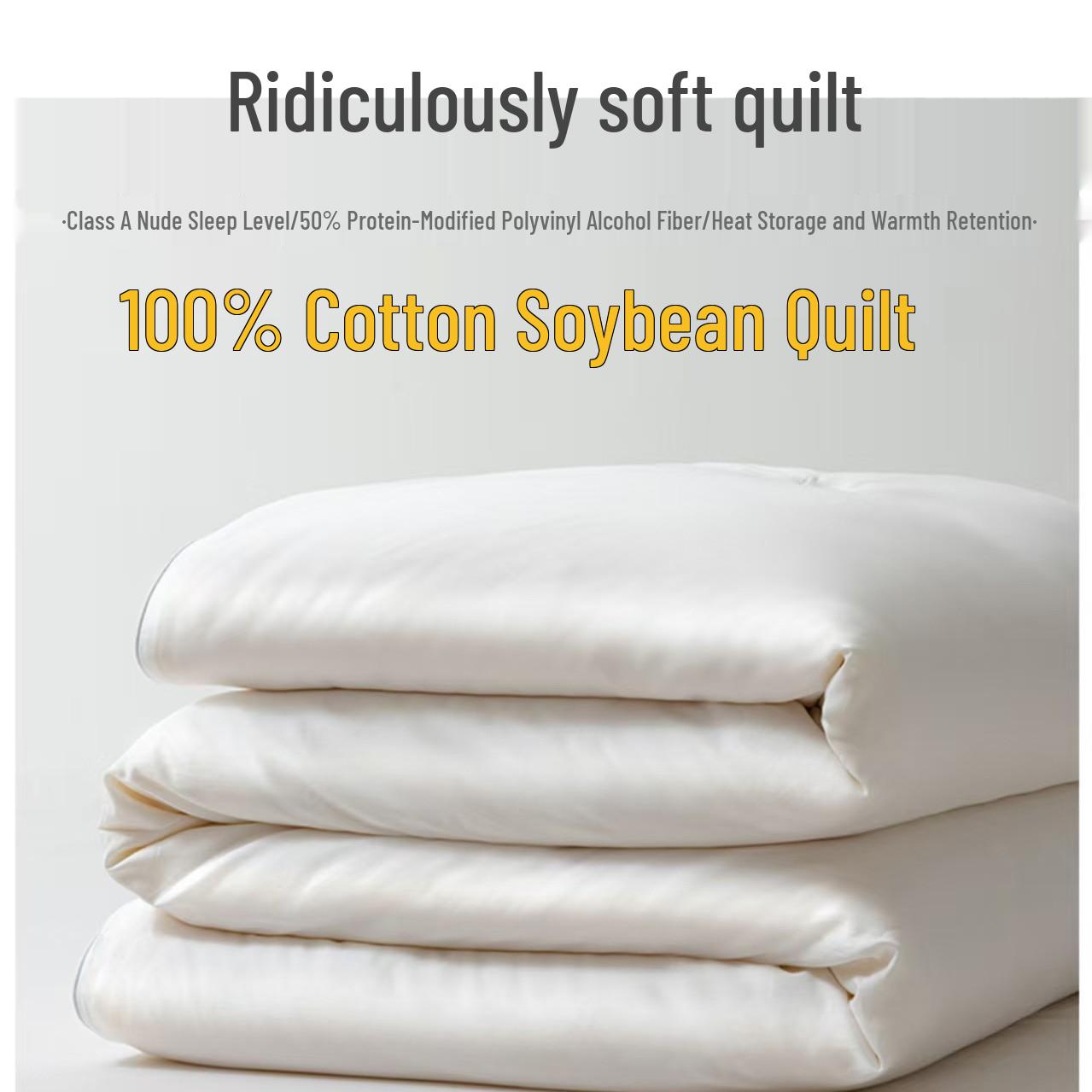 

50% Protein-Enhanced Polyvinyl Alcohol Soybean Quilt, A-Class All-Cotton Exterior, Pure Cotton Filling, Ideal for Students in Winter 150x200cm 2.3 jin Summer