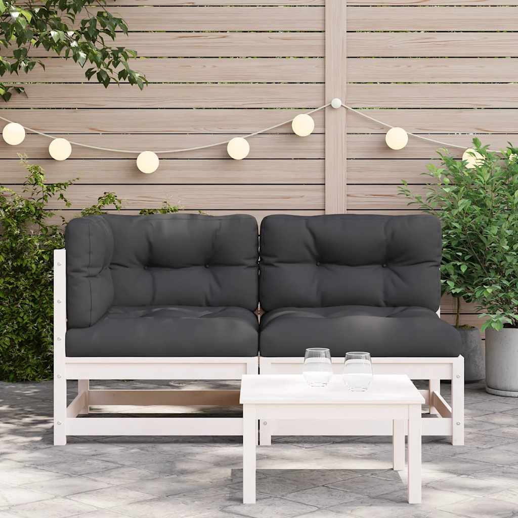 Vidaxl Garden Sofa With Cushions, 2-Seater, White, Pine Wood