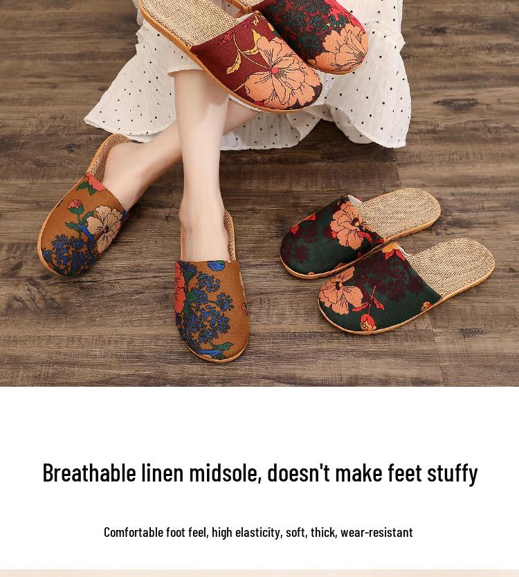 Four Seasons Ethnic Style Retro Linen Headband Slippers for Men & Women - Thick Sole, Indoor Use, Spring/Summer Sandals.