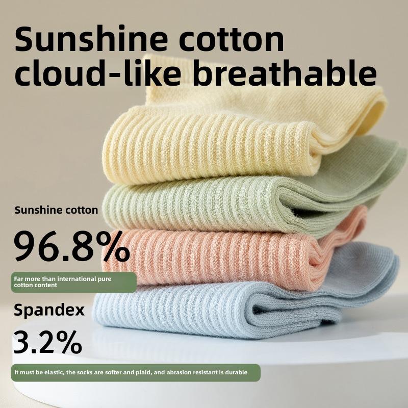 5 Pairs of Women's Spring and Summer Thin 7A Antibacterial Deodorant Mesh Sweet Cotton Short Boat Socks