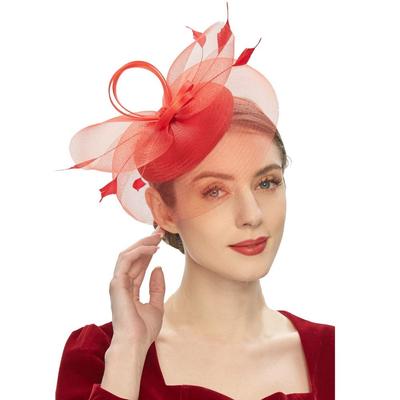 Modischer Federn Netz Fascinator Hut Elegantes Süßes Braut Stirnband Exquisiter Haarreif Kopfschmuck Dame