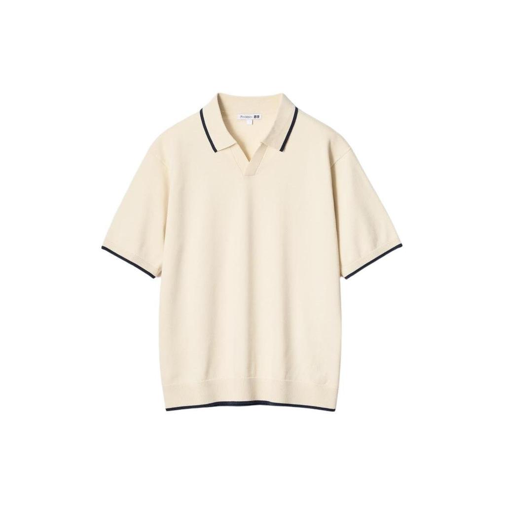 UNIQLO JW Anderson Collaboration Color Block Polo Shirt Men tops Beige 464858-30