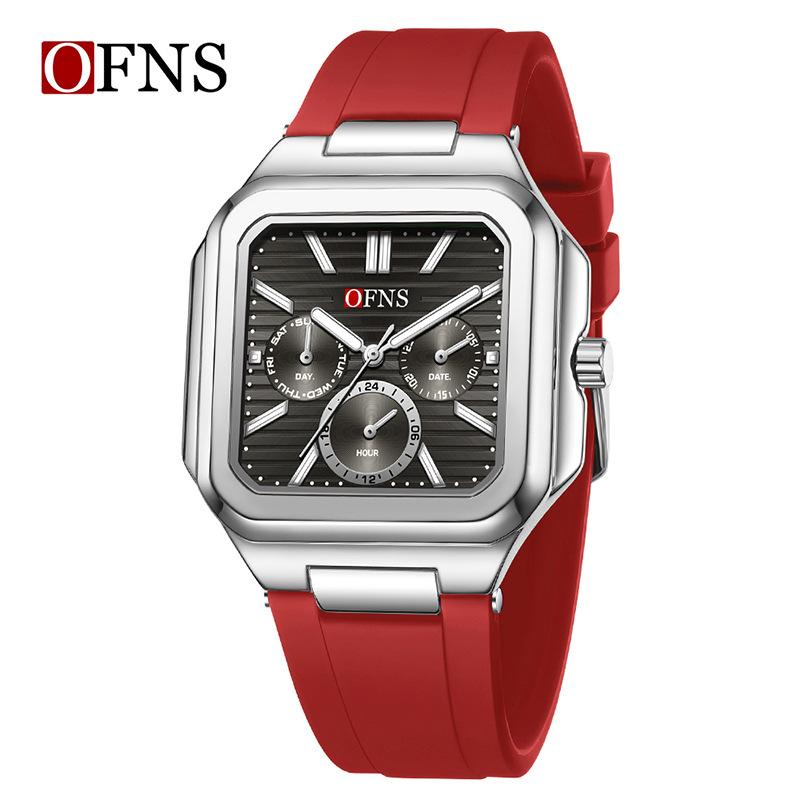 Men's Multifunction Watch Square Dial Classic Fashion Style Luminous Waterproof Steel/Silicone Strap Quartz Wristwatch Male