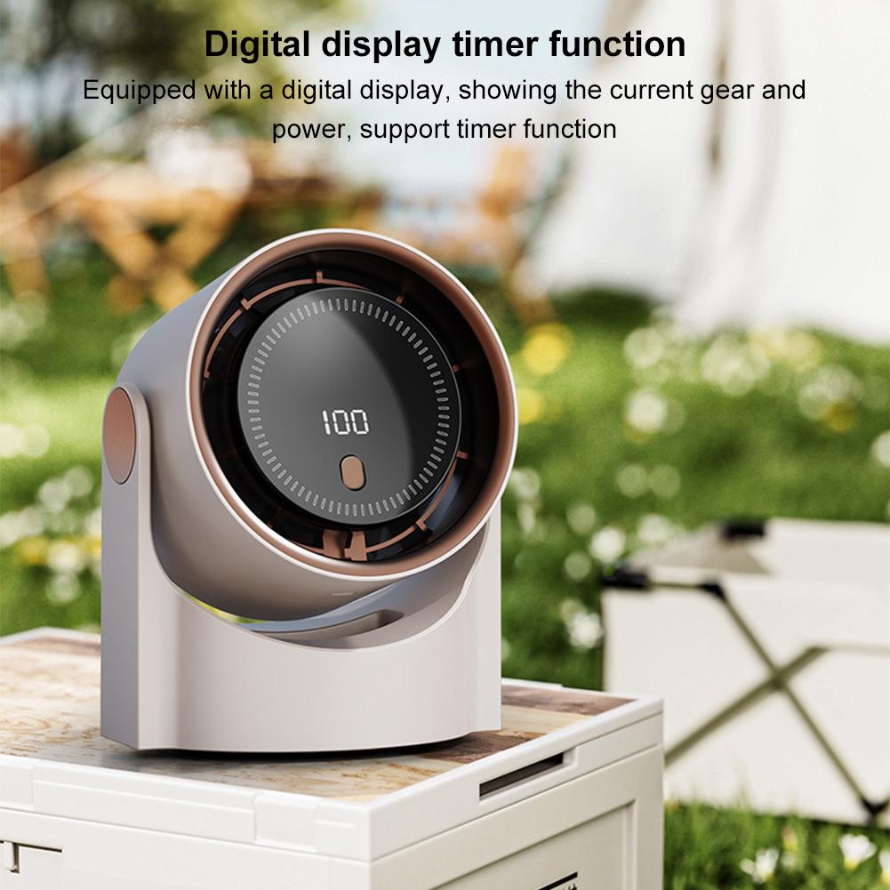 100 Level Portable Bladeless Fan Digital Display High-Speed Circulating Fan Electric Personal Fan for Outdoor Travel