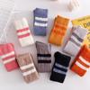 5/10 Pairs Casual Coral Velvet Socks for Women No Shedding Two Stripes Calf Length Socks Knee High Women's Socks Warm Long Socks Home Socks