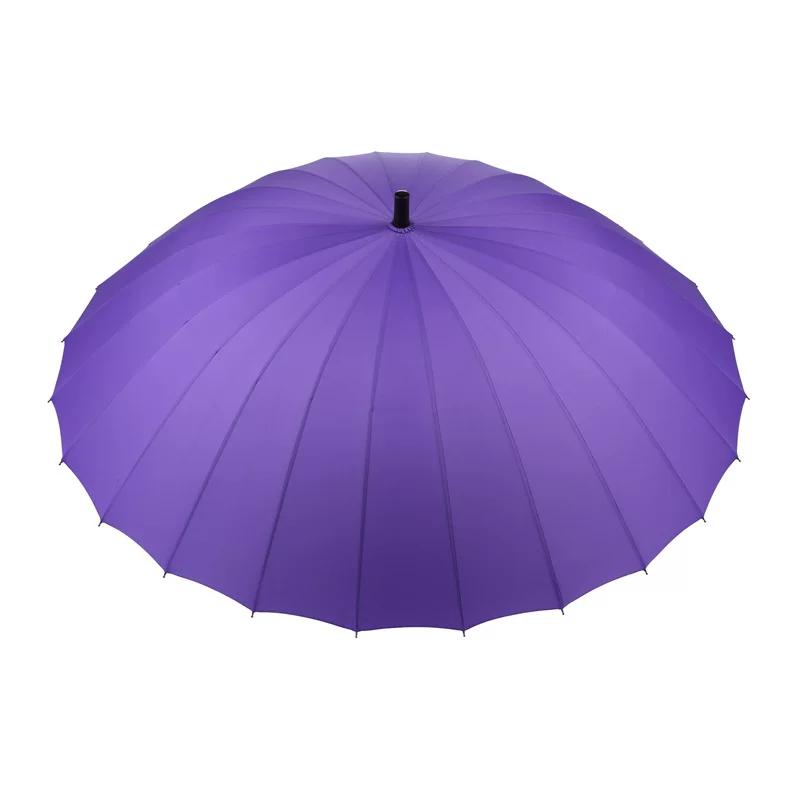 24-Rib Waterproof Umbrella with Curved Handle, Straight Pole, Impact-Resistant Fabric, Safety Umbrella, Automatic Promotional Umbrella, Rainbow