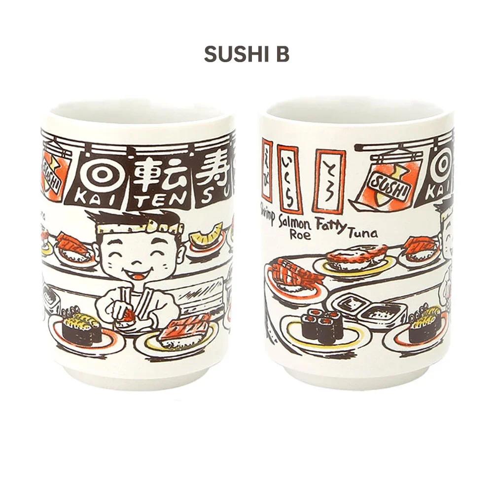 Cani Ceramice Japoneze cu Imprimeu 300ml Ceai Vin Cupă Sushi Sake Amuzant Decor Restaurant Familie Cadou de Călătorie pentru Prieteni