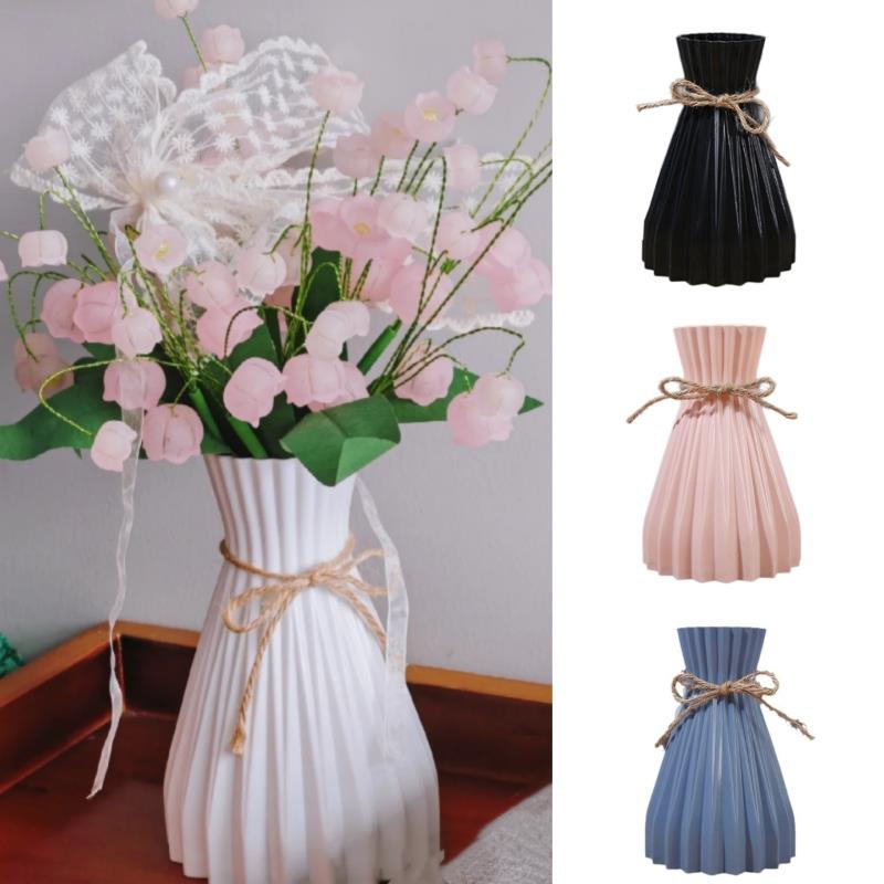 Plastic Flower Vase Creative Origami Vase European Pleated Vase Waist Folding Flower Vase Folding Paper Style Dry Flower Bottle