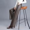 Womens High Waist Wide Leg PU Pants Loose Long Straight Trousers Petite Friendly Fall 2026