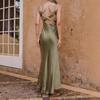 European and American women's clothing new suspender satin dress one-word shoulder design dress dress explosion