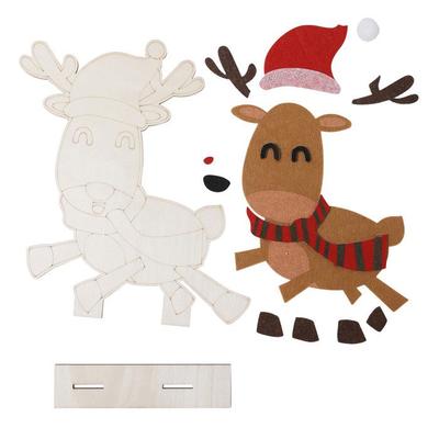 Wooden Reindeer Christmas Kit To Decorate 19 X 15.5 X 3 Cm