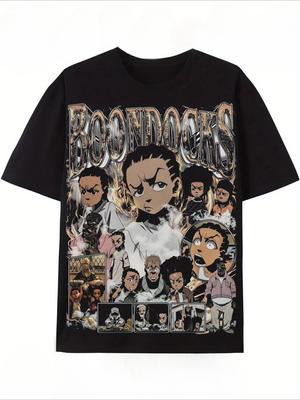 Boondocks Grafické tričko Bavlna Prodyšné tričko s živým potiskem postaviček Ideální dárek pro kulturní nadšence Letní tričko