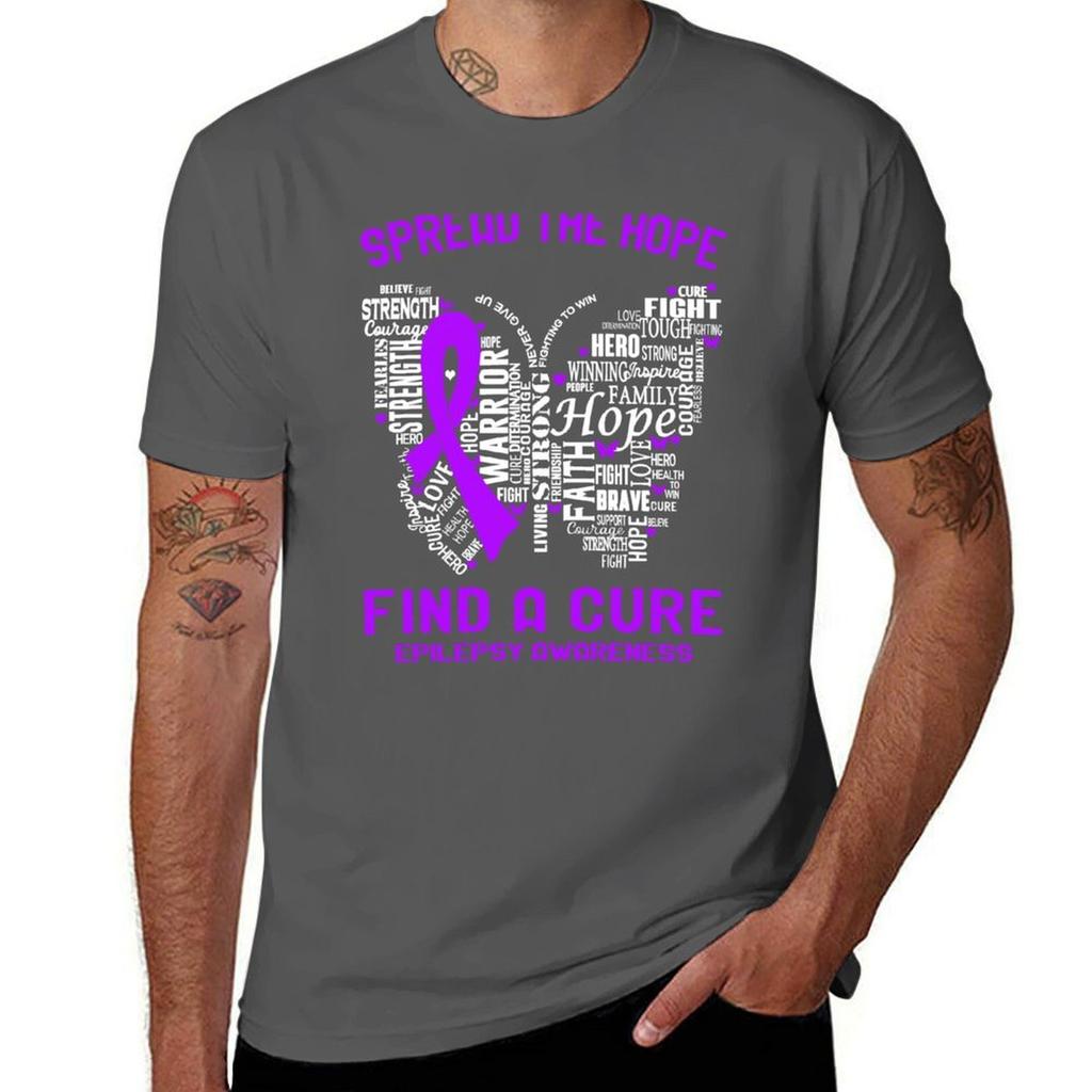 Butterfly Ribbon Spread The Hope Find A Cure Epilepsy Awareness Tshirt Active Wear Sports Tshirt For Unisex