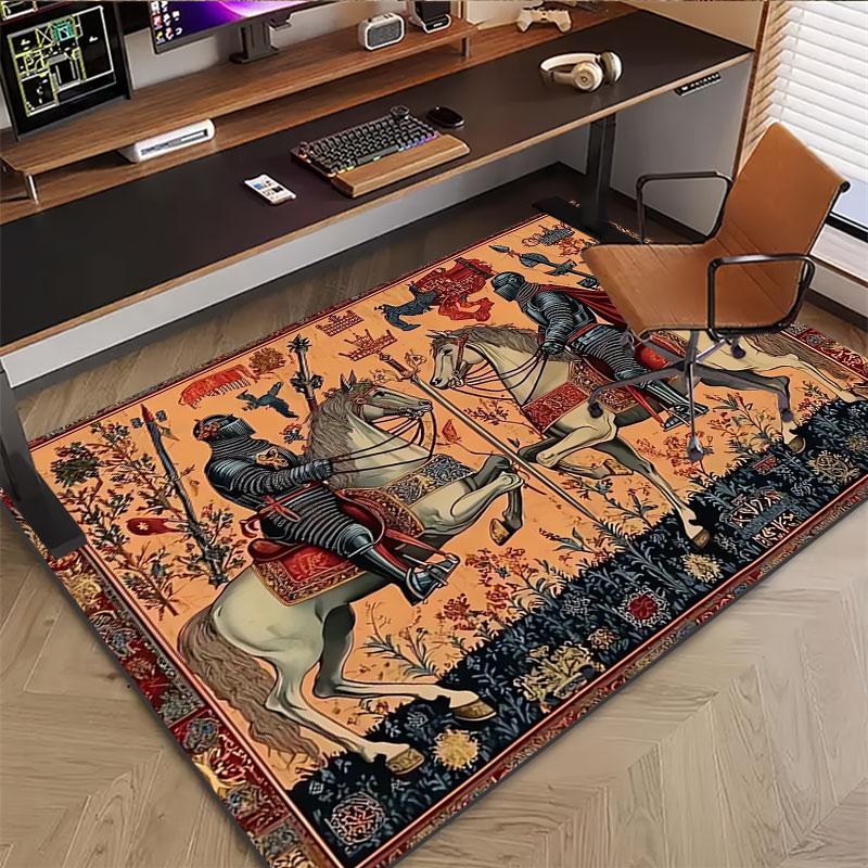 Medieval-style vintage patterned rug, suitable for living room, bedroom, game room, computer room and home décor.