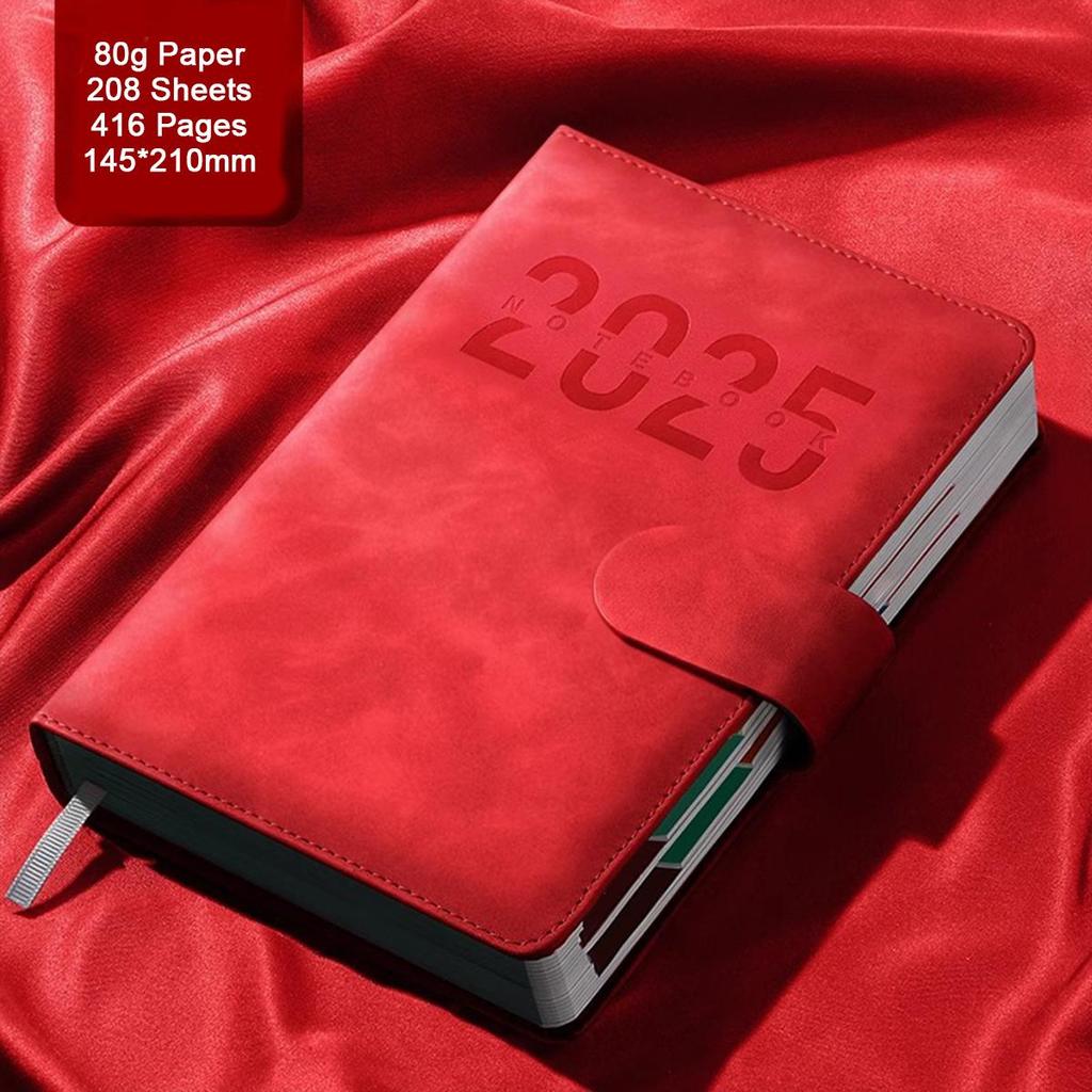 A5 Leder 2025 Geschäftsplan, Studenten Tagesplaner, 365-Tage-Notizbuch, Schnallennotizblock, Memo, 208 Blätter, 416 Seiten