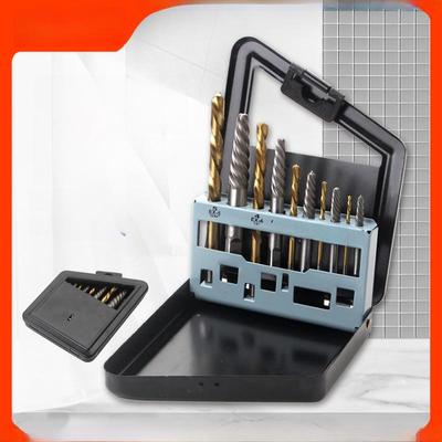 10-Piece Screw Extractor Set with Iron Box for Bolt Removal