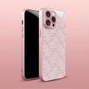 Pink Lace Pattern Pink Metallic Paint Tempered Glass Phone Case For iPhone 11 12 13 14 15 16 17 Pro Max Plus 16E 17Air Cover