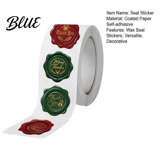 Self Adhesive Christmas Stickers Wax Seal Stickers Self-Adhesive Embossed Decals Red And Souvenir Packaging Labels Green Retro for Holiday Greeting