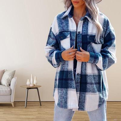 Sonbahar Kadın Ceket Moda Kentsel Stil Gevşek Tek Sıralı Ekose Ceket