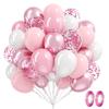 HHO-Balloons For Boho Bachelorette Birthday Party Decorations- Pink And White 60PCS 12 Inch Confetti Balloons