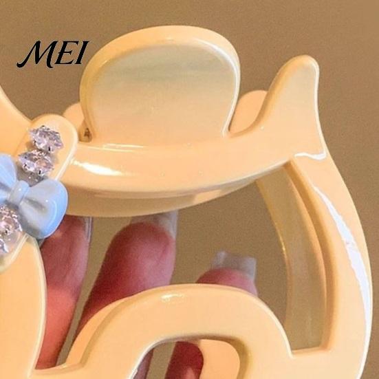 Hair Accessory Women Shark Claw, Hollow Puppy Design Clip with Blue Bows And Rhinestones, Anti-slip Teeth Back Head for Multiple Volumes Stylish Claw