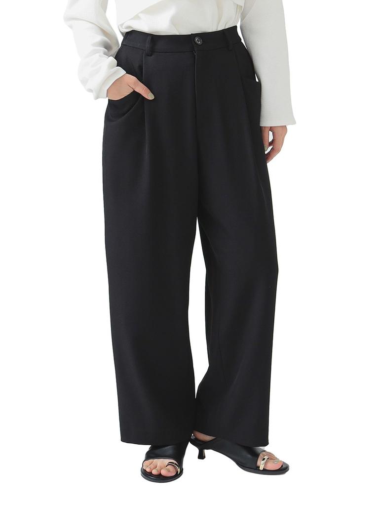 B:MING LIFE STORE by BEAMS Women's Wide Pocket Tuck Pants (Size S-M) Black