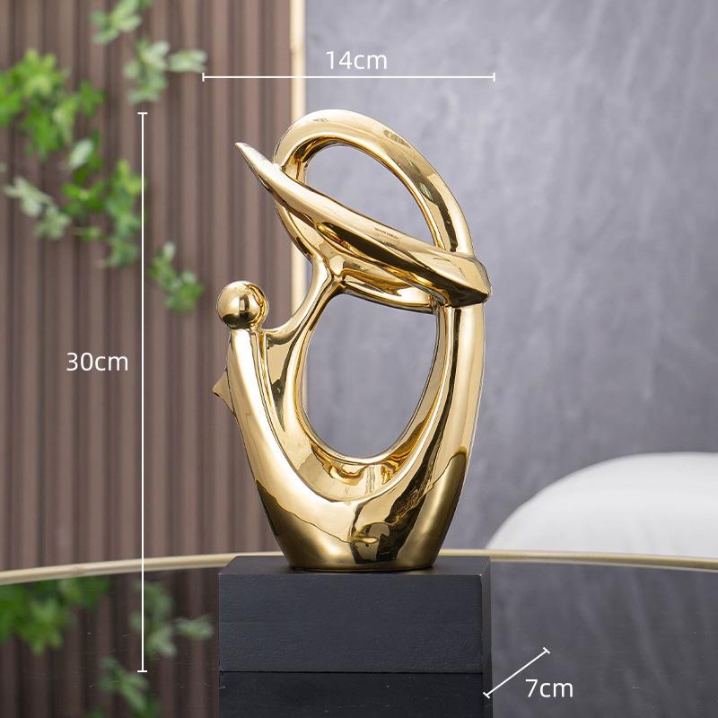 Ceramic Ornaments Abstract Human Body Golden Geometric Sculpture Decorative Figurines Home Decoration Accessories Home Decor