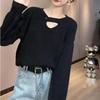 Autumn and winter new sweater women's lazy style retro hollow knitted sweater with gentle bottoming shirt top