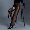 Women's High-Waisted Leather Pants - 2025 Autumn/Winter Loose Straight-Leg Lambskin