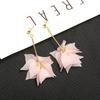 Korean Flower Petals and Leaves Long Fringed Stud Earrings, Japanese and Korean Personality Small, Fresh and Versatile Student Jewelry