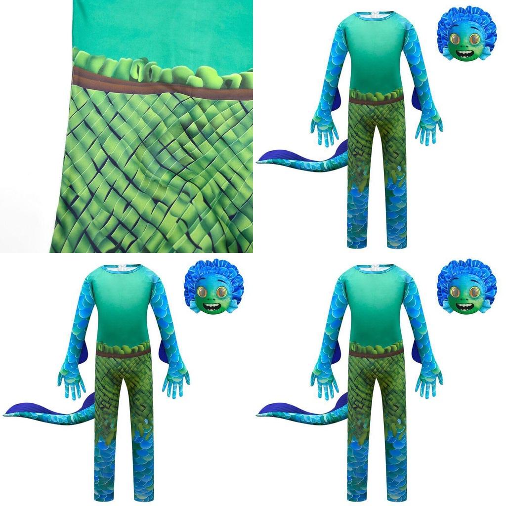 Stupendo Costume Tuta Luca per Bambini con Maschera Elegante e Guanti Coordinati