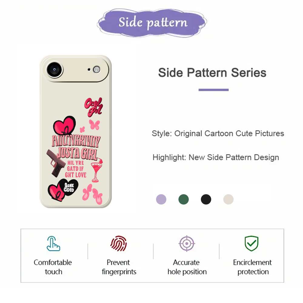 For iPhone 17 Air Case Pink Elements Pattern Printing Straight Edge TPU Phone Back Cover