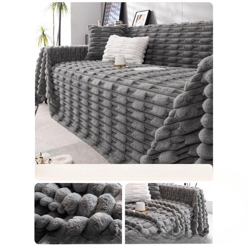

Winter Thickened Fleece Sofa Cover Cream Warm Soft Leather Couch Protector for Wind Cold Weather 180*130