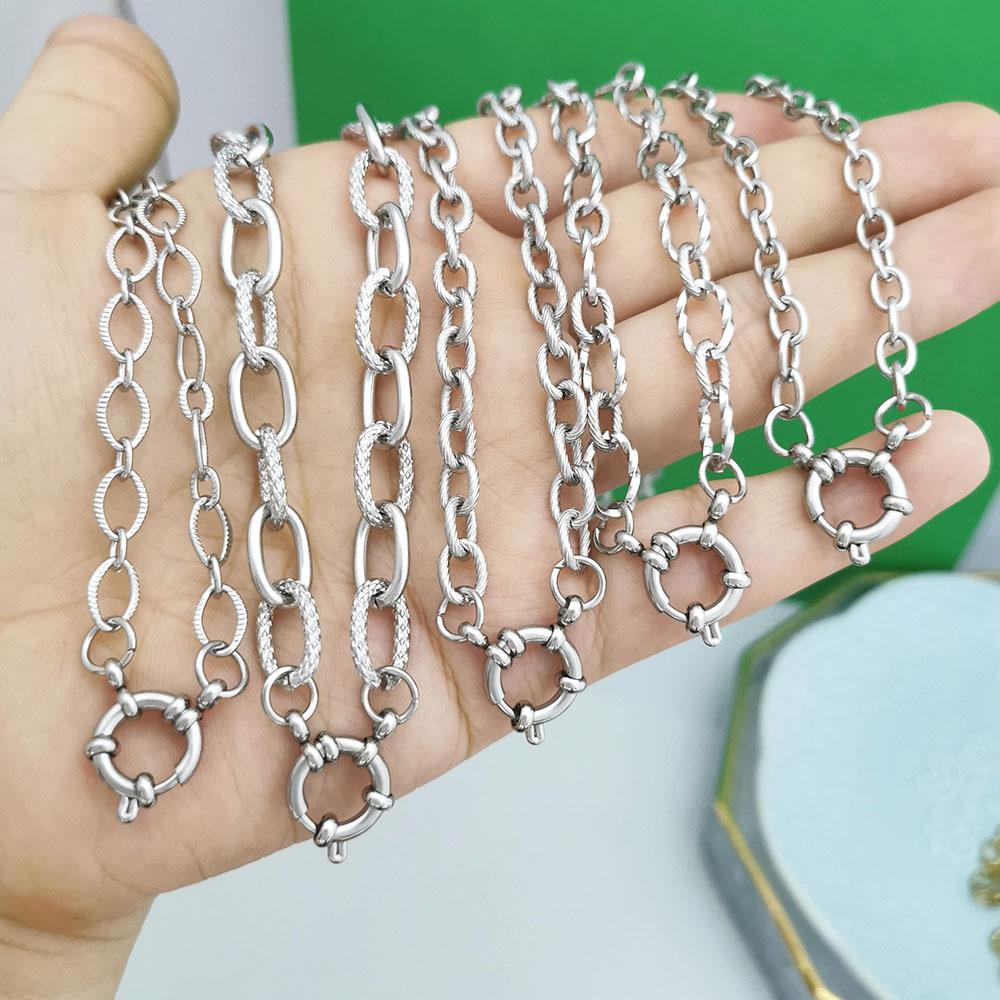 Segler Federverschluss Halskette Damen Herren Choker Edelstahl Geometrisches Glied Gedrehte Kette Rolo PVD Gold Silber