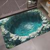 2D Water Hole Optical Illusion Door Mat Soft Non-Slip Entryway Rug Realistic Landscape Pool Pattern Carpet Prank Funny Decor