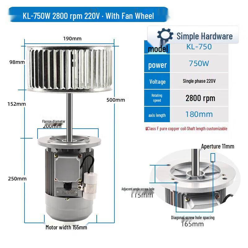 

Jianbei High-Temperature Industrial Oven Fan Motor CN plug (adapter included)