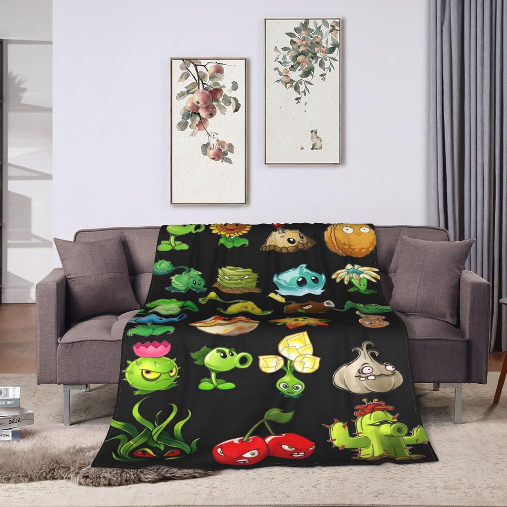 P-Plants-vs-Zombies Video Games Blanket Decorative Flannel Bedding Throws For Home Decor Super Soft Design Quality Bedspread