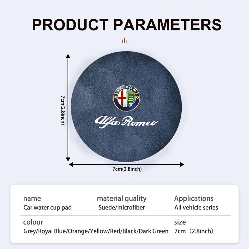 2pcs Car Water Cup Coaster Colorful Non Slip Pad Accessories For Alfa Romeo Giulia 147 Mito 156 159 166 GT Stelvio Brera Volante pgi231