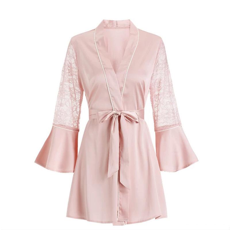 

Daiyu 2026 Pure Desire Ice Silk Pajama Set: Women s Sexy Summer Bathrobe & Sleepwear One Size рожевий