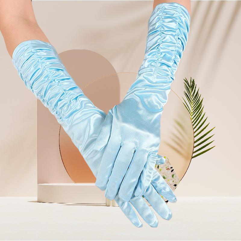 

Satin Pleated Fingerless Party Gloves