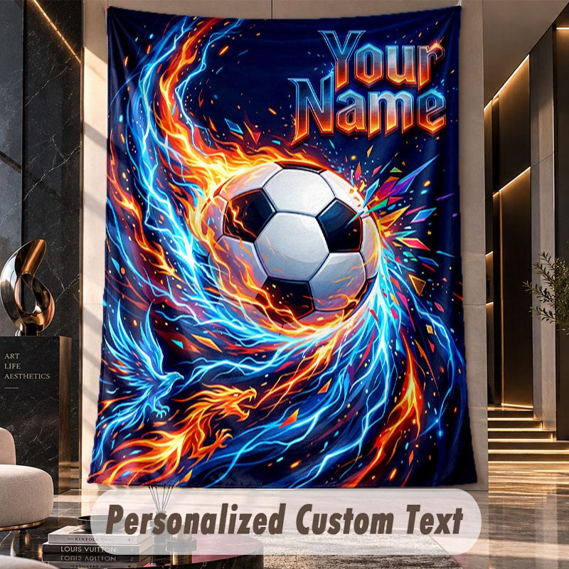 Soccer (31) Theme Custom Tapestry Personalized Custom Name Text Wall Hanging Tapestry Home Decor Background Cloth
