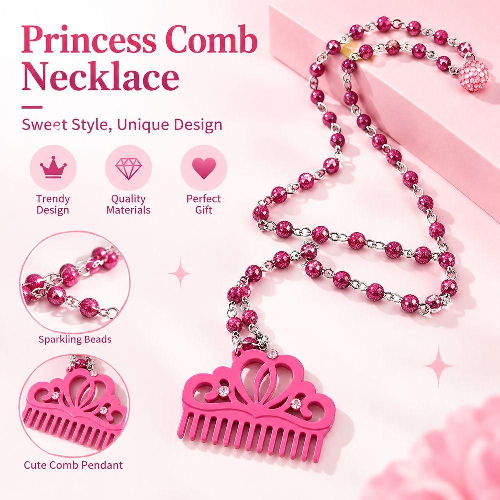 Long Chain Crown Pendant Necklace Rhinestone Decor Acetate Necklace Gift Giving