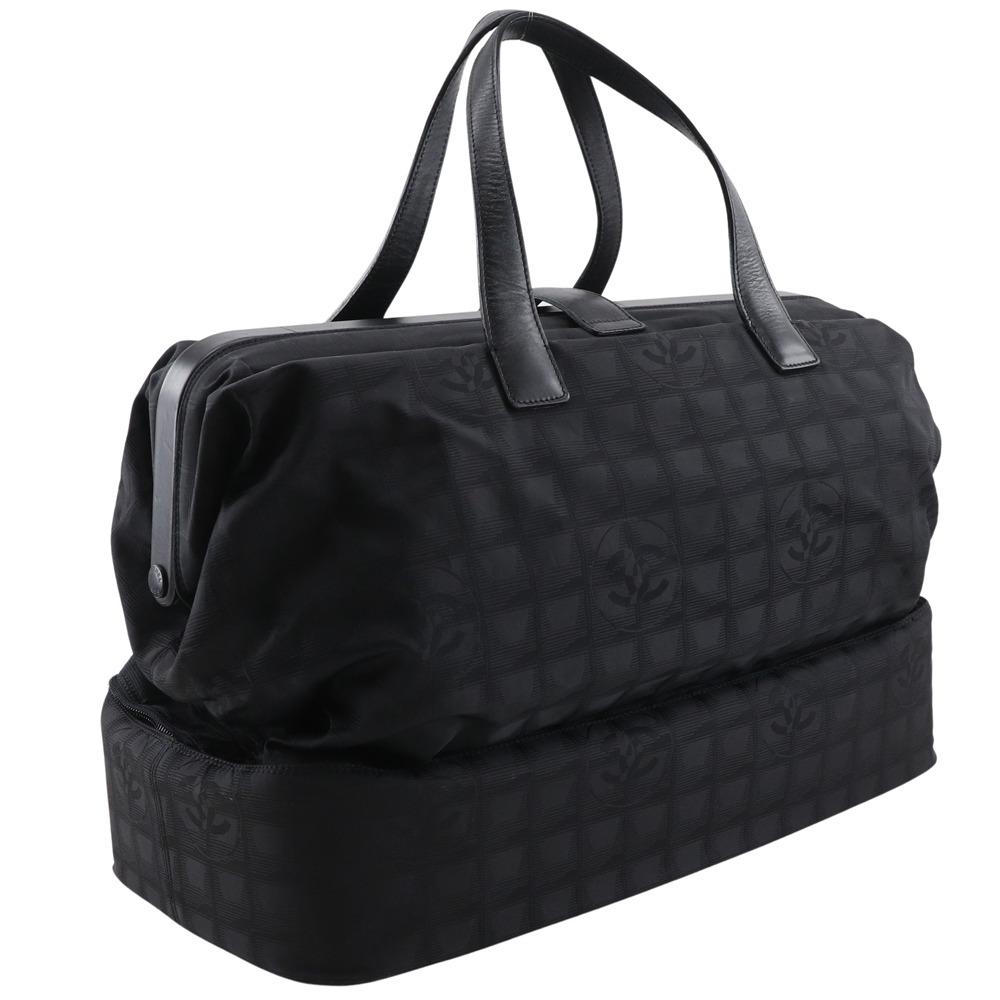 CHANEL New travel line Boston bag A15960 black Nylon canvas Women Used