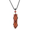 Hand-Woven Natural Stone Crystal Amethyst Sword-Shaped Mesh Pocket Pendant Necklace N578