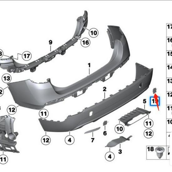 BMW E84 X1 Bakre Dragkrokskåpa (Artikelnummer: 51127303815, 51127303816)