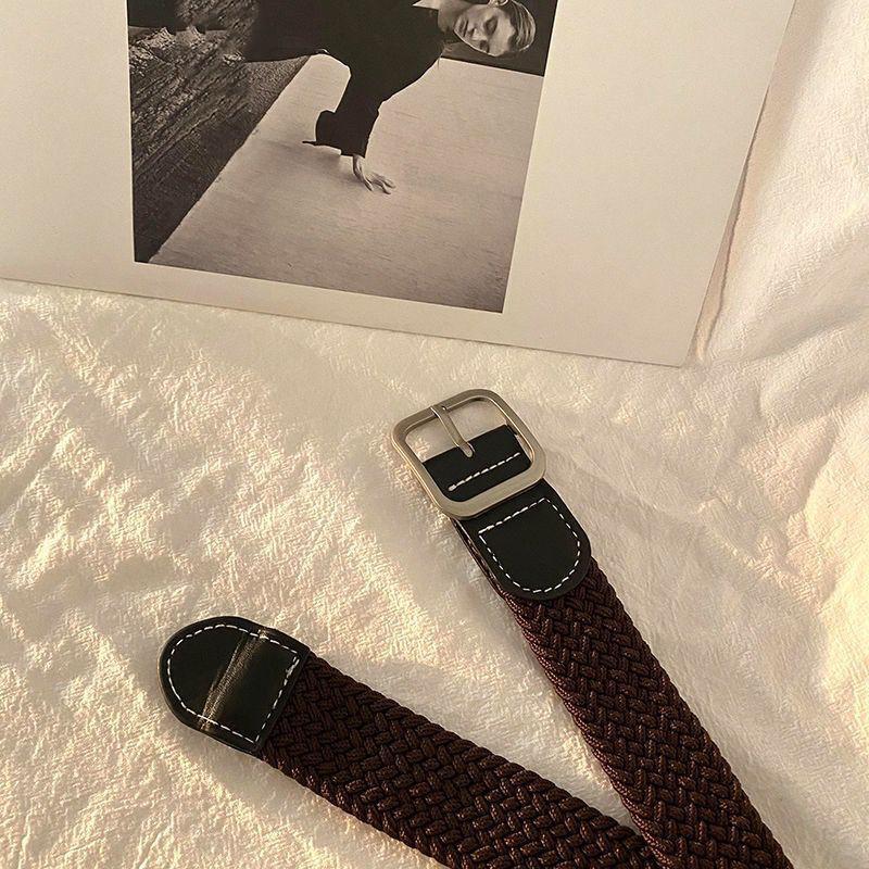 

Модные вязаные ремни без отверстий, эластичные ремни, 105 см, универсальные ремни унисекс, аксессуары для джинсов кофейный