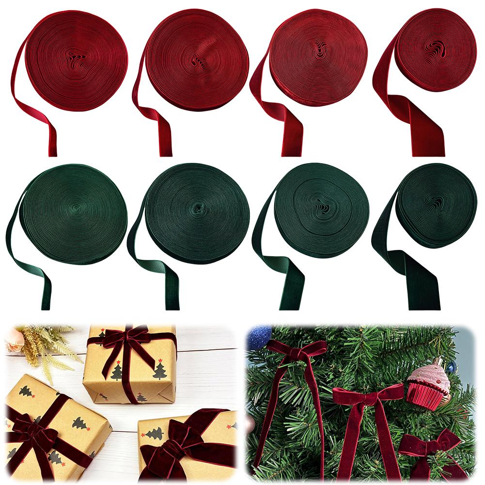 Vintage Velvet Ribbon Bow Handmade Bow Hair Decor Flocking Webbing Decor for Gift Wrapping Wreath Bow Making