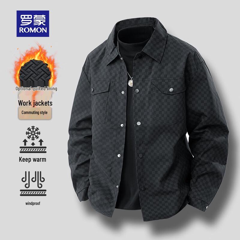 ROMON Men's Business Casual Checkerboard Jacket