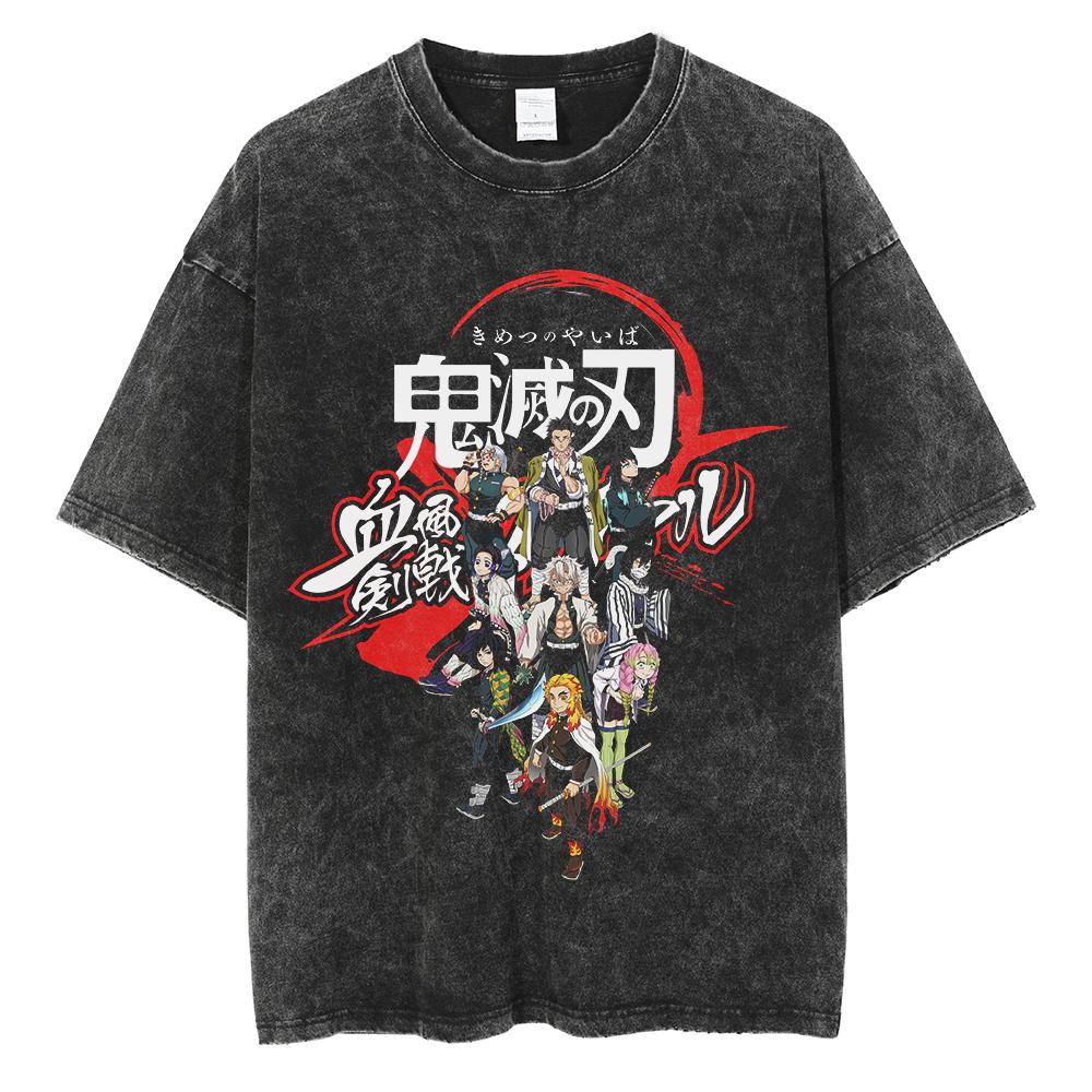 Anime Demon Slayer Rengoku Kyoujurou Graphic Printed Tshirt Men Women Manga T-shirts Washed Cotton Tee Harajuku Male T Shirt